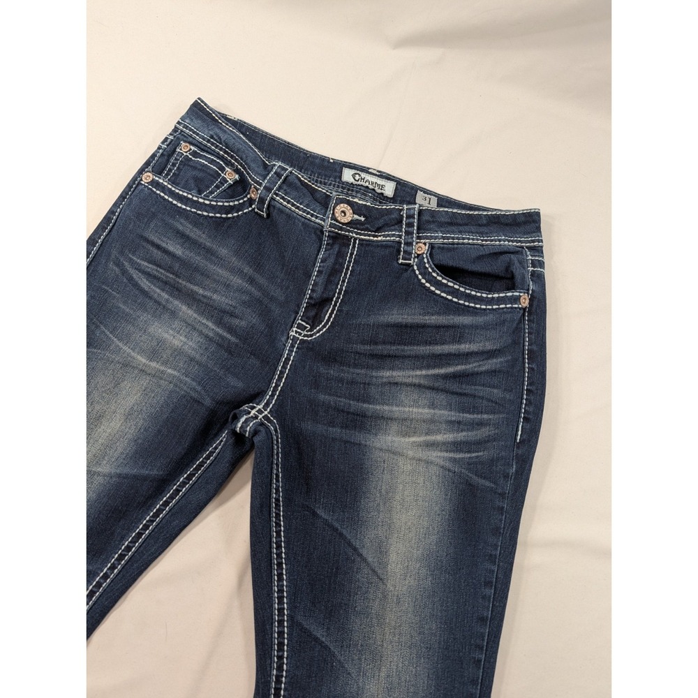 New No Tags Charme Jeans Women's 31x34 Blue Dark Wash‎ Low Rise Flair Cut Jeans